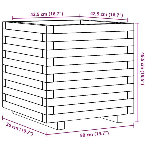 vidaXL Planter Wax Brown 50x50x49.5 cm Solid Pine Wood
