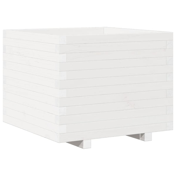 vidaXL Planter White 60x60x49.5 cm Solid Pine Wood