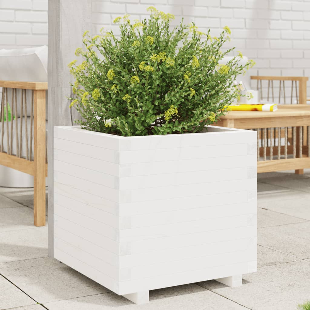 vidaXL Planter White 60x60x49.5 cm Solid Pine Wood