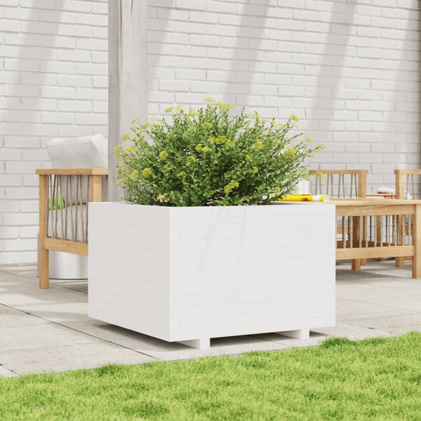 vidaXL Planter White 70x70x49.5 cm Solid Pine Wood