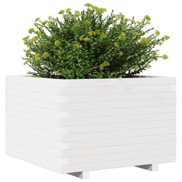 vidaXL Planter White 70x70x49.5 cm Solid Pine Wood