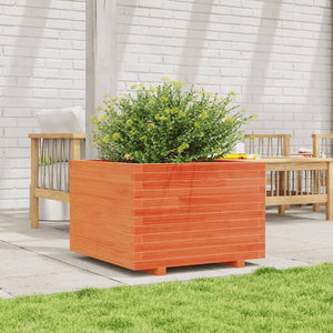 vidaXL Planter Waxed Brown 70x70x49.5 cm Solid Pine Wood