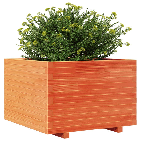 vidaXL Planter Waxed Brown 70x70x49.5 cm Solid Pine Wood