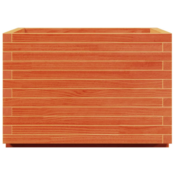 vidaXL Planter Waxed Brown 70x70x49.5 cm Solid Pine Wood