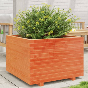 vidaXL Planter Waxed Brown 70x70x49.5 cm Solid Pine Wood