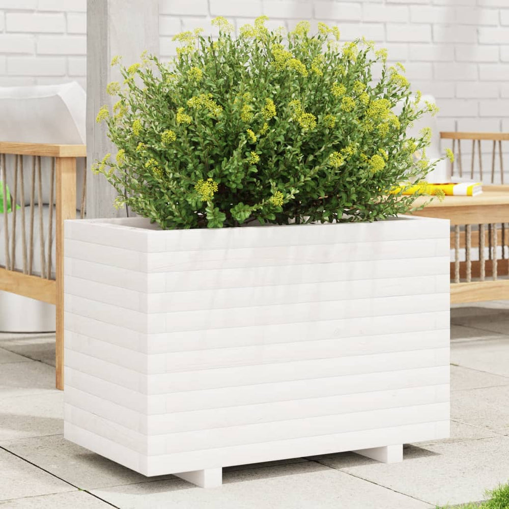 vidaXL Planter White 70x40x49.5 cm Solid Pine Wood