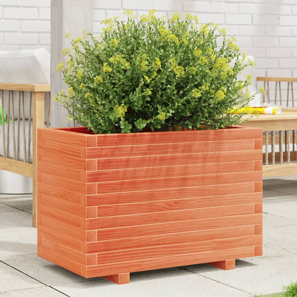vidaXL Planter Waxed Brown 70x40x49.5 cm Solid Pine Wood