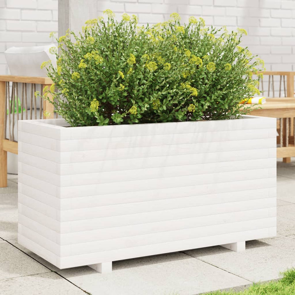 vidaXL Plant Pot White 90x40x49.5 cm Solid Pine Wood