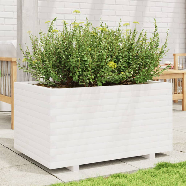 vidaXL Planter White 90x60x49.5 cm Solid Pine Wood
