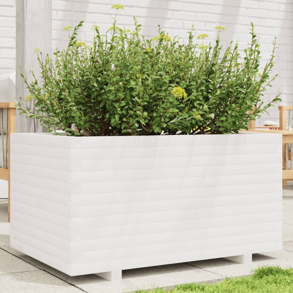 vidaXL Planter White 90x60x49.5 cm Solid Pine Wood