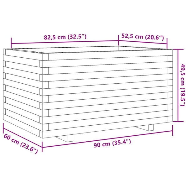 vidaXL Garden Planter Wax Brown 90x60x49.5 cm Solid Pine Wood