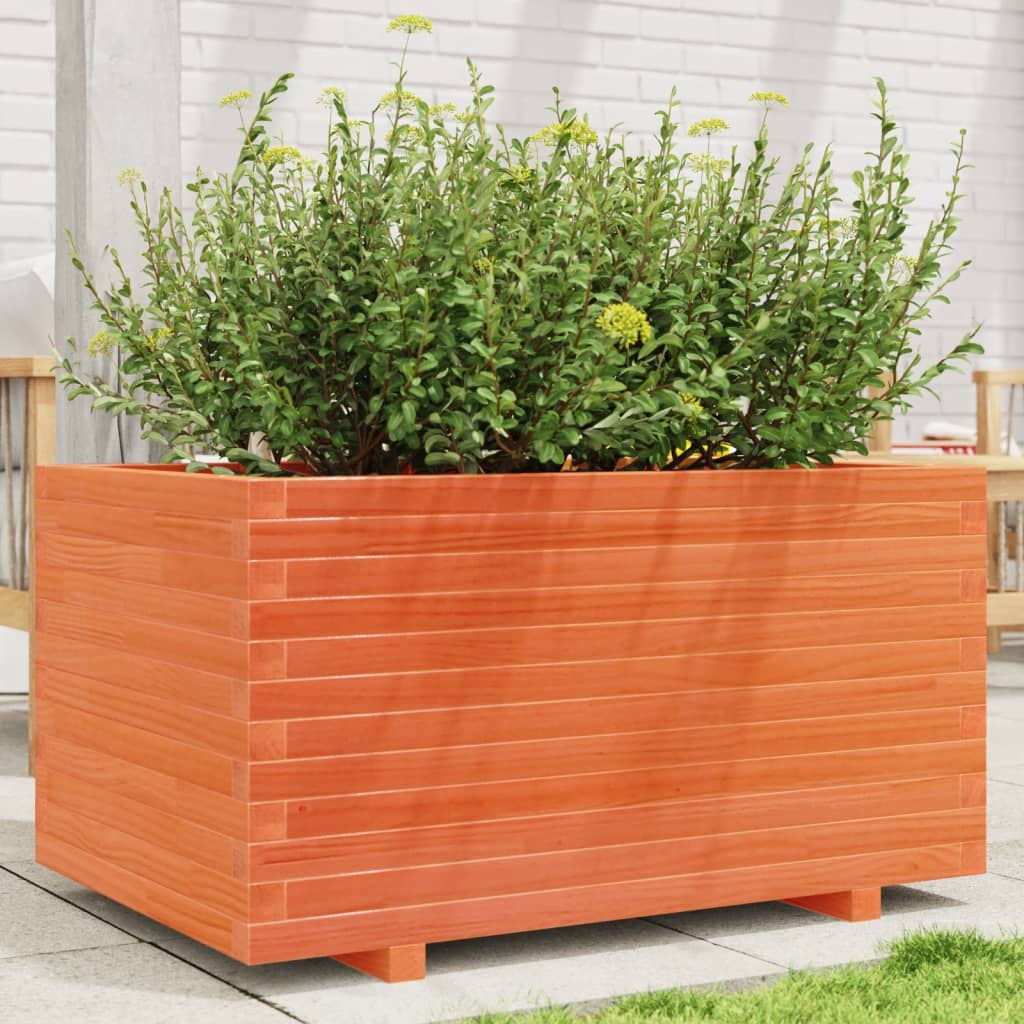 vidaXL Garden Planter Wax Brown 90x60x49.5 cm Solid Pine Wood