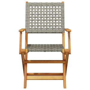 vidaXL 5-piece Garden Dining Set Grey Poly Rattan and Solid Wood