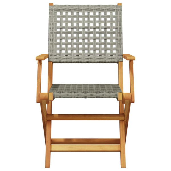 vidaXL 5-piece Garden Dining Set Grey Poly Rattan and Solid Wood