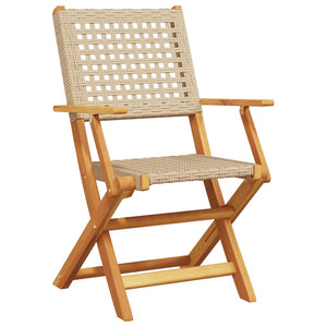 vidaXL 5-piece Garden Dining Set Beige Poly Rattan and Solid Wood