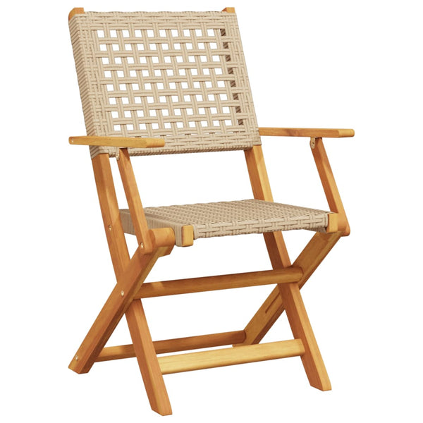 vidaXL 5-piece Garden Dining Set Beige Poly Rattan and Solid Wood