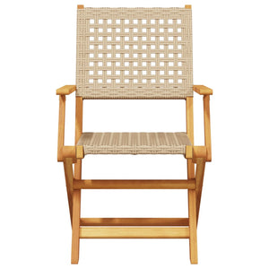 vidaXL 5-piece Garden Dining Set Beige Poly Rattan and Solid Wood