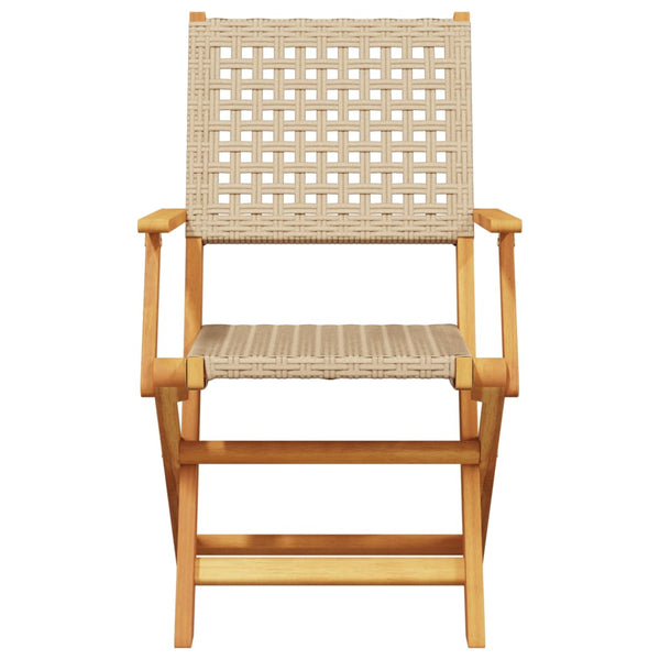 vidaXL 5-piece Garden Dining Set Beige Poly Rattan and Solid Wood