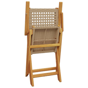 vidaXL 5-piece Garden Dining Set Beige Poly Rattan and Solid Wood