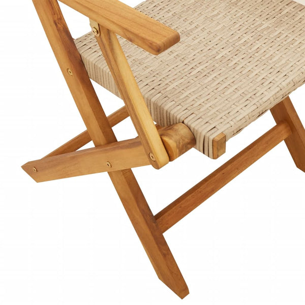 vidaXL 5-piece Garden Dining Set Beige Poly Rattan and Solid Wood