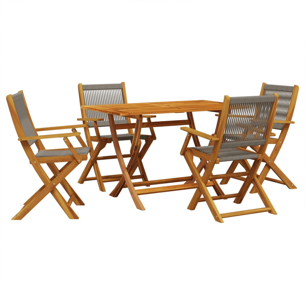 vidaXL 5-Piece Garden Dining Set Polypropylene and Solid Wood Grey