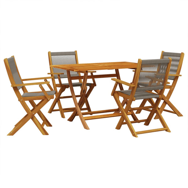 vidaXL 5-Piece Garden Dining Set Polypropylene and Solid Wood Grey