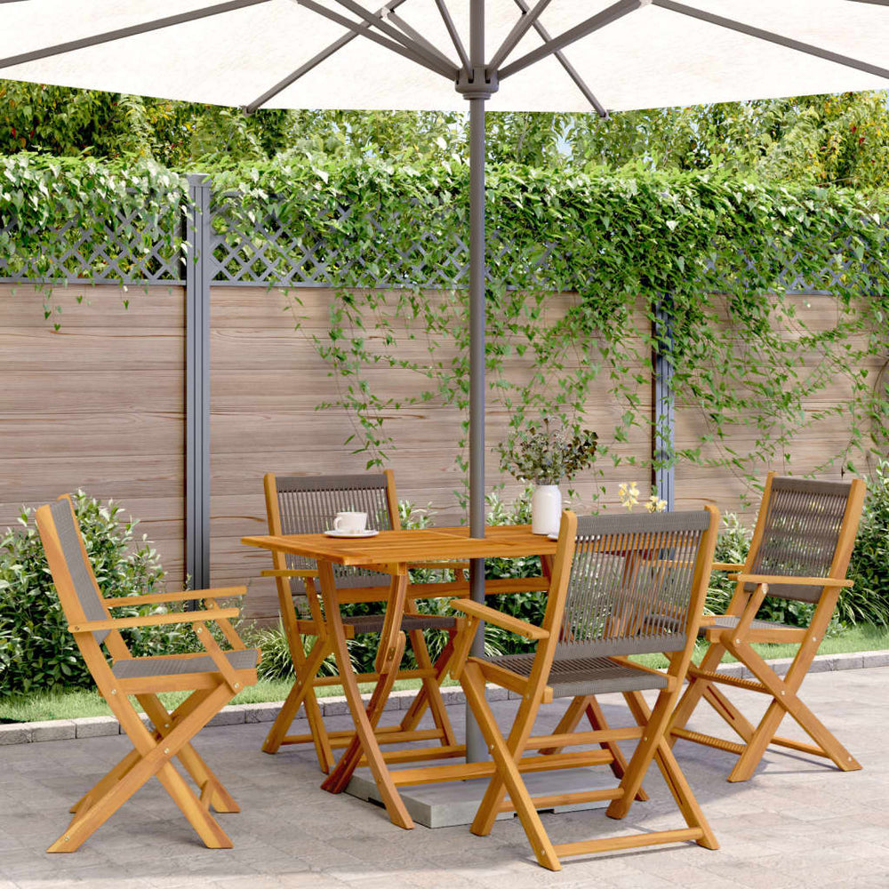 vidaXL 5-Piece Garden Dining Set Polypropylene and Solid Wood Grey