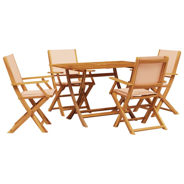 vidaXL 5-piece Garden Dining Set Fabric and Solid Wood Beige