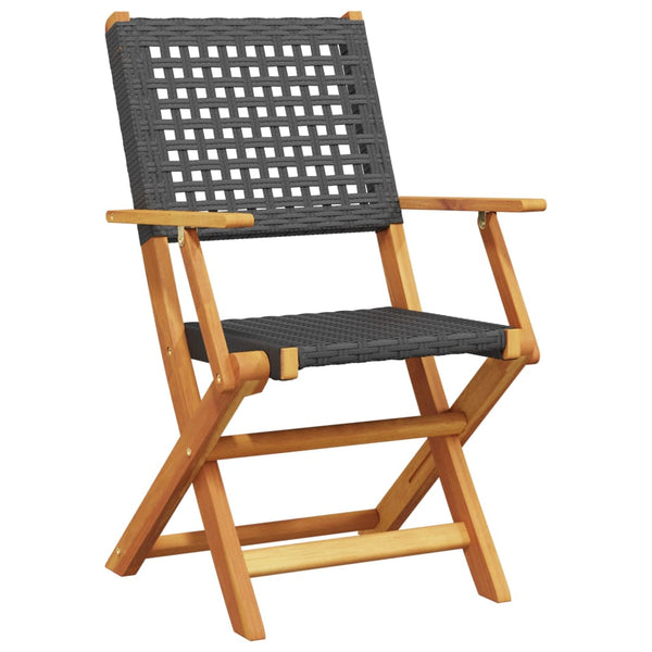 vidaXL 7-Piece Garden Dining Set Poly Rattan and Solid Wood Black
