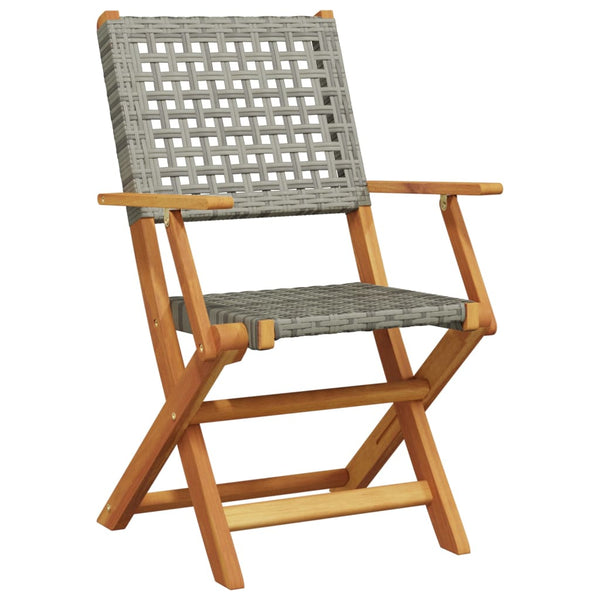 vidaXL 7-Piece Garden Dining Set Poly Rattan and Solid Wood Grey