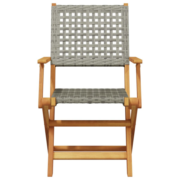 vidaXL 7-Piece Garden Dining Set Poly Rattan and Solid Wood Grey