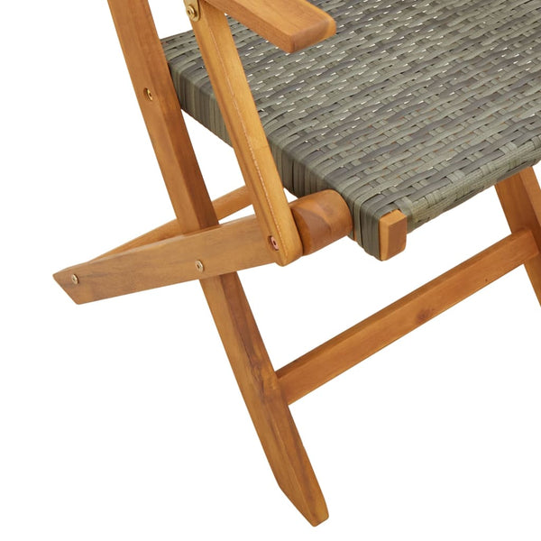 vidaXL 7-Piece Garden Dining Set Poly Rattan and Solid Wood Grey
