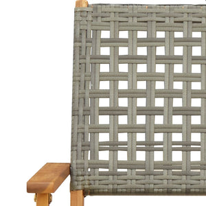 vidaXL 7-Piece Garden Dining Set Poly Rattan and Solid Wood Grey
