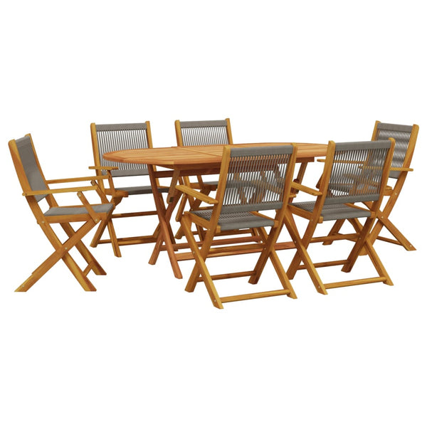 vidaXL 7-Piece Garden Dining Set Polypropylene and Solid Wood Grey