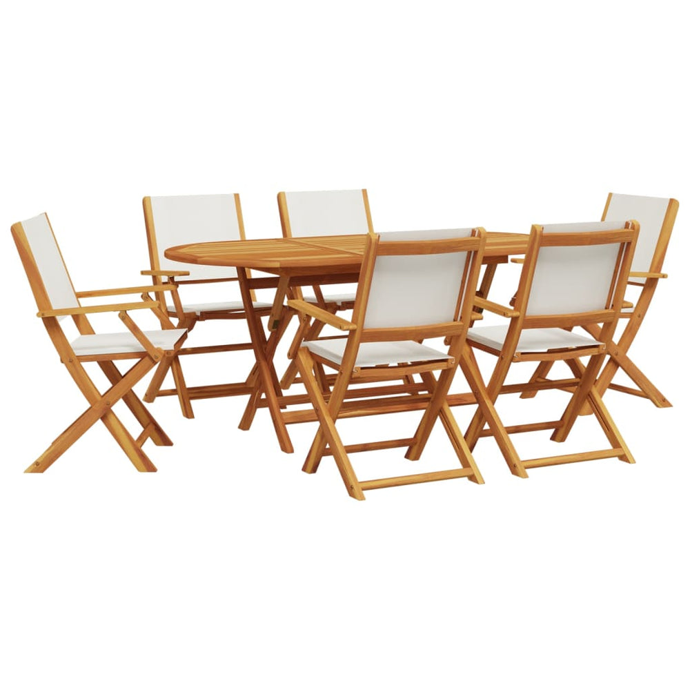 vidaXL 7-Piece Garden Dining Set Fabric and Solid Wood Cream White