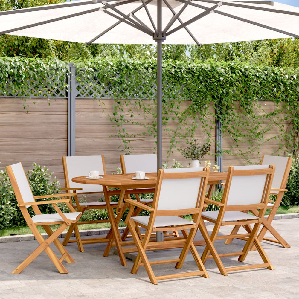 vidaXL 7-Piece Garden Dining Set Fabric and Solid Wood Cream White