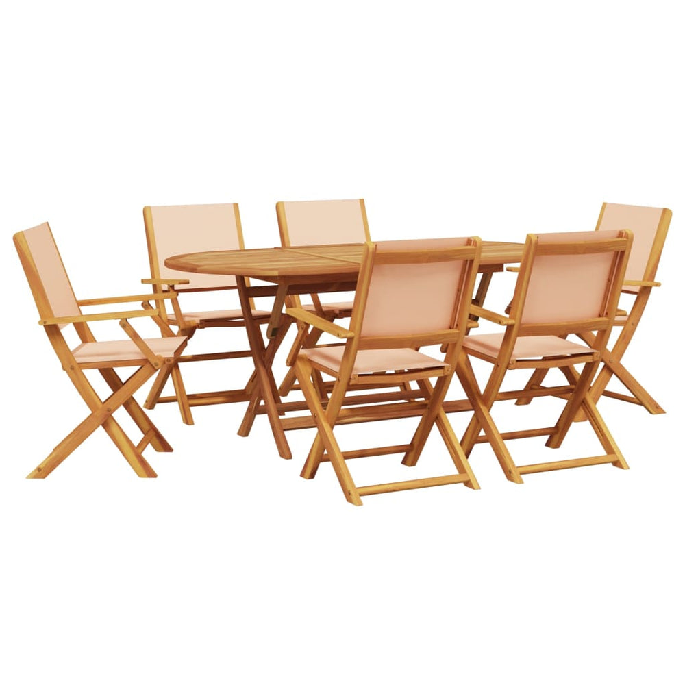 vidaXL 7-Piece Garden Dining Set Fabric and Solid Wood Beige