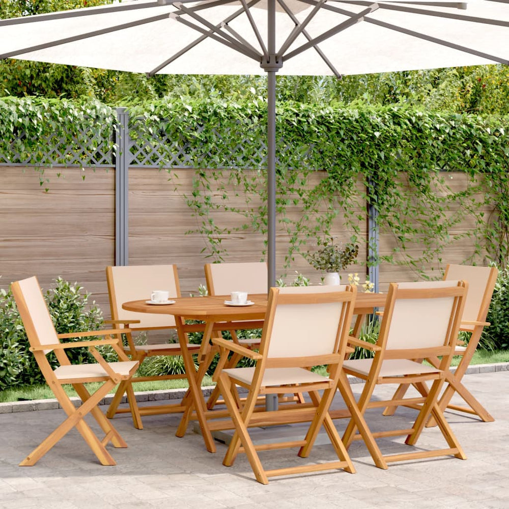 vidaXL 7-Piece Garden Dining Set Fabric and Solid Wood Beige