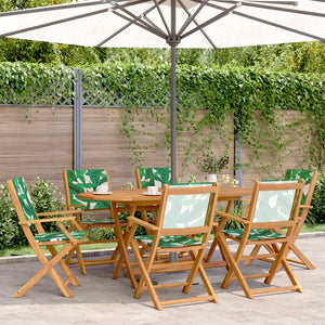 vidaXL 7-Piece Garden Dining Set Fabric and Solid Wood Leaf Pattern