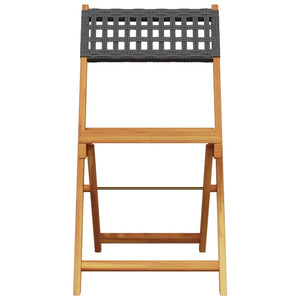 vidaXL 3-Piece Bistro Set Black Poly Rattan and Solid Wood