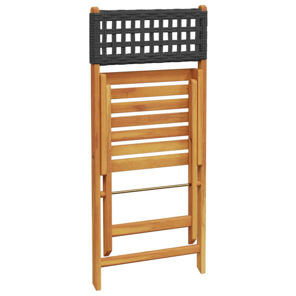 vidaXL 3-Piece Bistro Set Black Poly Rattan and Solid Wood