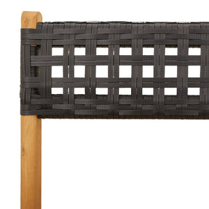 vidaXL 3-Piece Bistro Set Black Poly Rattan and Solid Wood