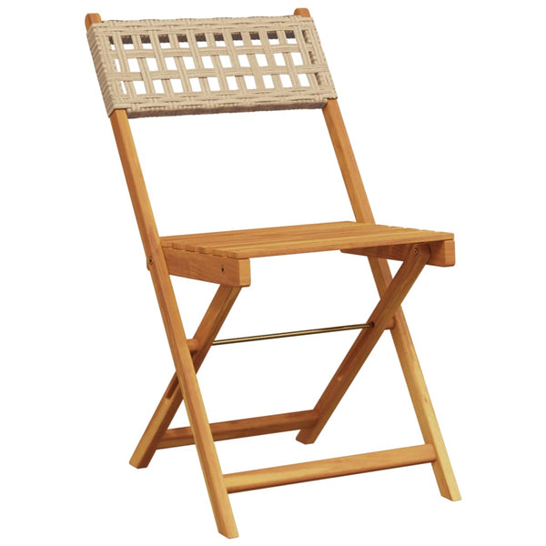 vidaXL 3-Piece Bistro Set Beige Poly Rattan and Solid Wood