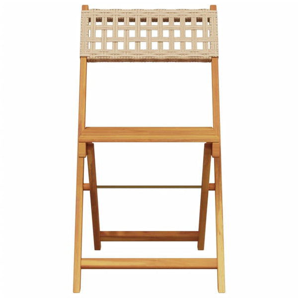 vidaXL 3-Piece Bistro Set Beige Poly Rattan and Solid Wood