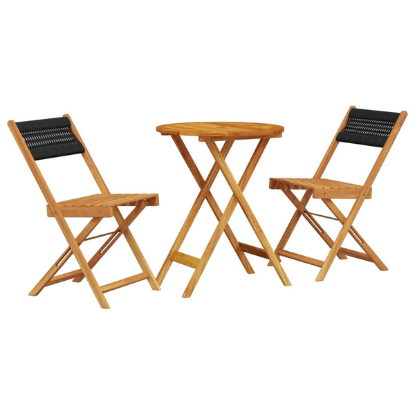 vidaXL 3-piece Bistro Set Black Polypropylene and Solid Wood