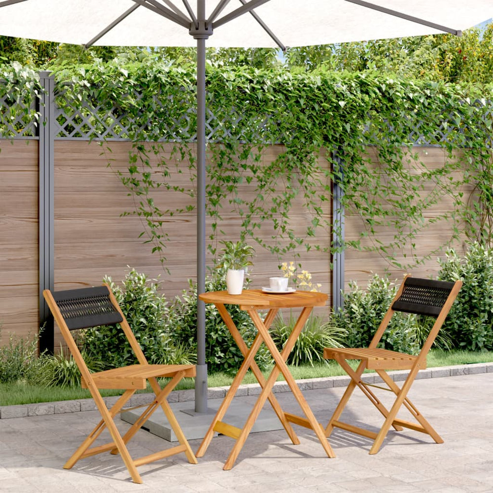 vidaXL 3-piece Bistro Set Black Polypropylene and Solid Wood
