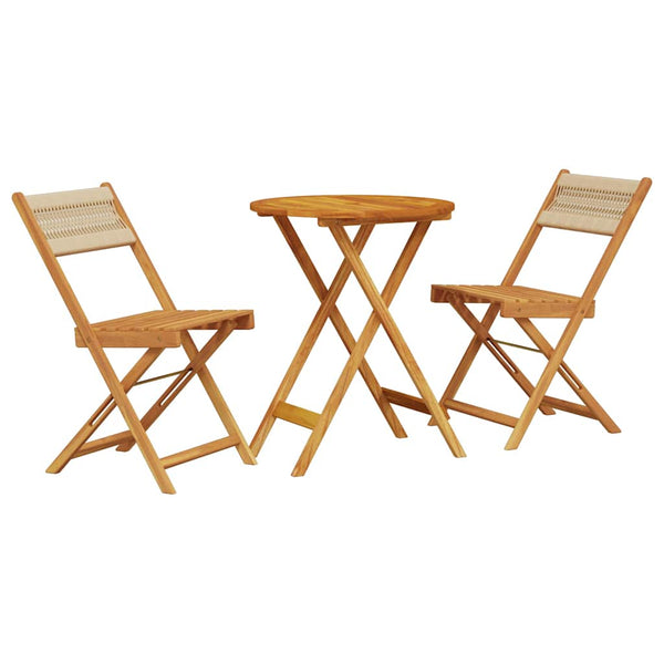 vidaXL 3-Piece Bistro Set Beige Polypropylene and Solid Wood