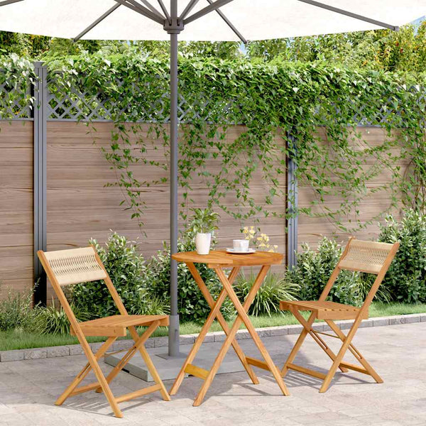 vidaXL 3-Piece Bistro Set Beige Polypropylene and Solid Wood