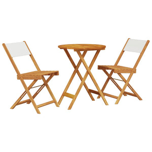 vidaXL 3-Piece Bistro Set Cream Fabric and Solid Wood