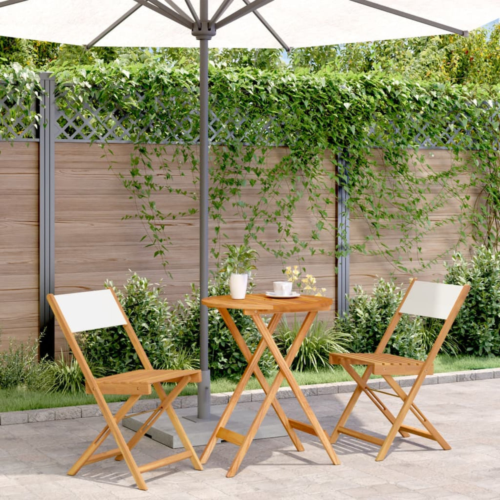 vidaXL 3-Piece Bistro Set Cream Fabric and Solid Wood